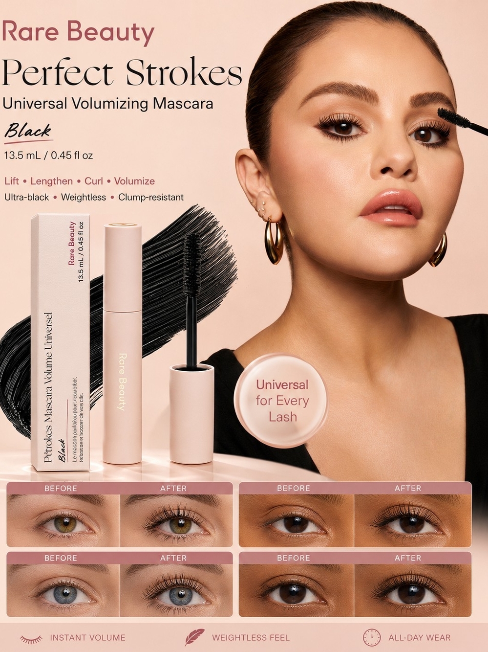 Rare Beauty Perfect Strokes Universal Volumizing Mascara – Black